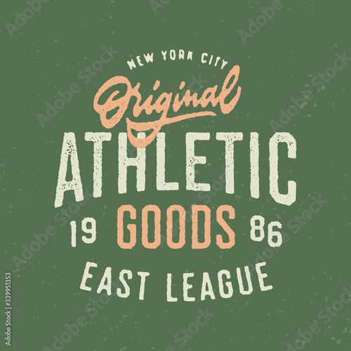 Original Athletic Goods T Shirt Sports Graphics. Vintage Apparel Typography Print. Textured Vector Design.