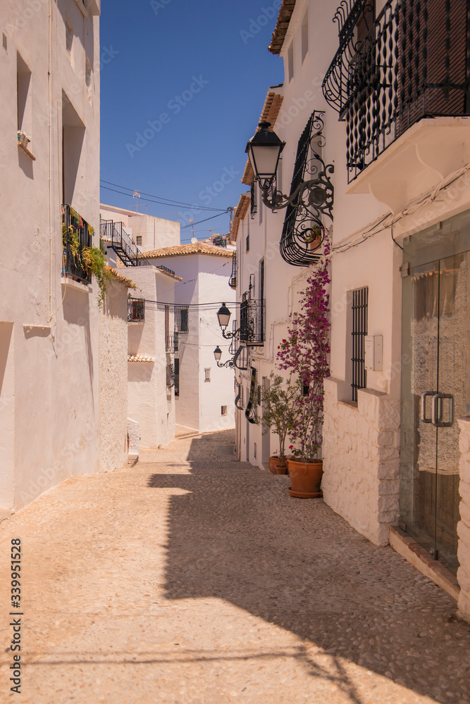 Beautiful old street in the old town of Altea, little town of Spain