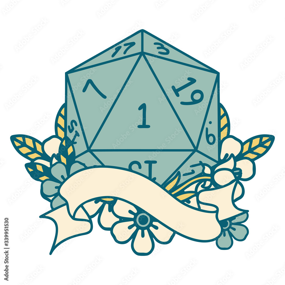 natural one d20 dice roll illustration natural one d20 dice roll illustration