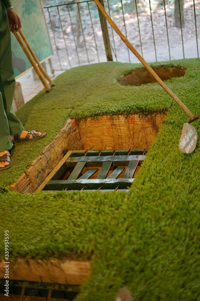 Cu Chi tunnel, historic famous place in Vietnam war, army dig