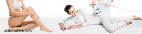 Wallpaper Mural Lifting body. Beautiful woman receives LPG massage to remove cellulite from her body. Anti-cellulite massage with LPG massager. Beautifully slender body, removal of skin stretch marks and cellulite Torontodigital.ca