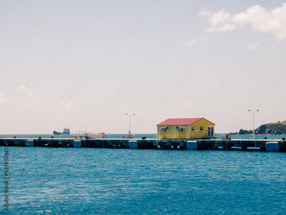 View on the port side of Saint Martin island landscape View on the port side of Saint Martin island landscape