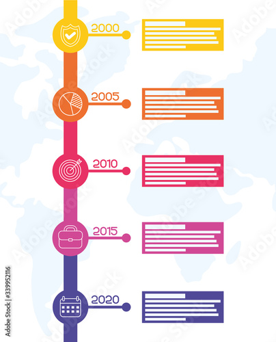 business circular time line infographics with years