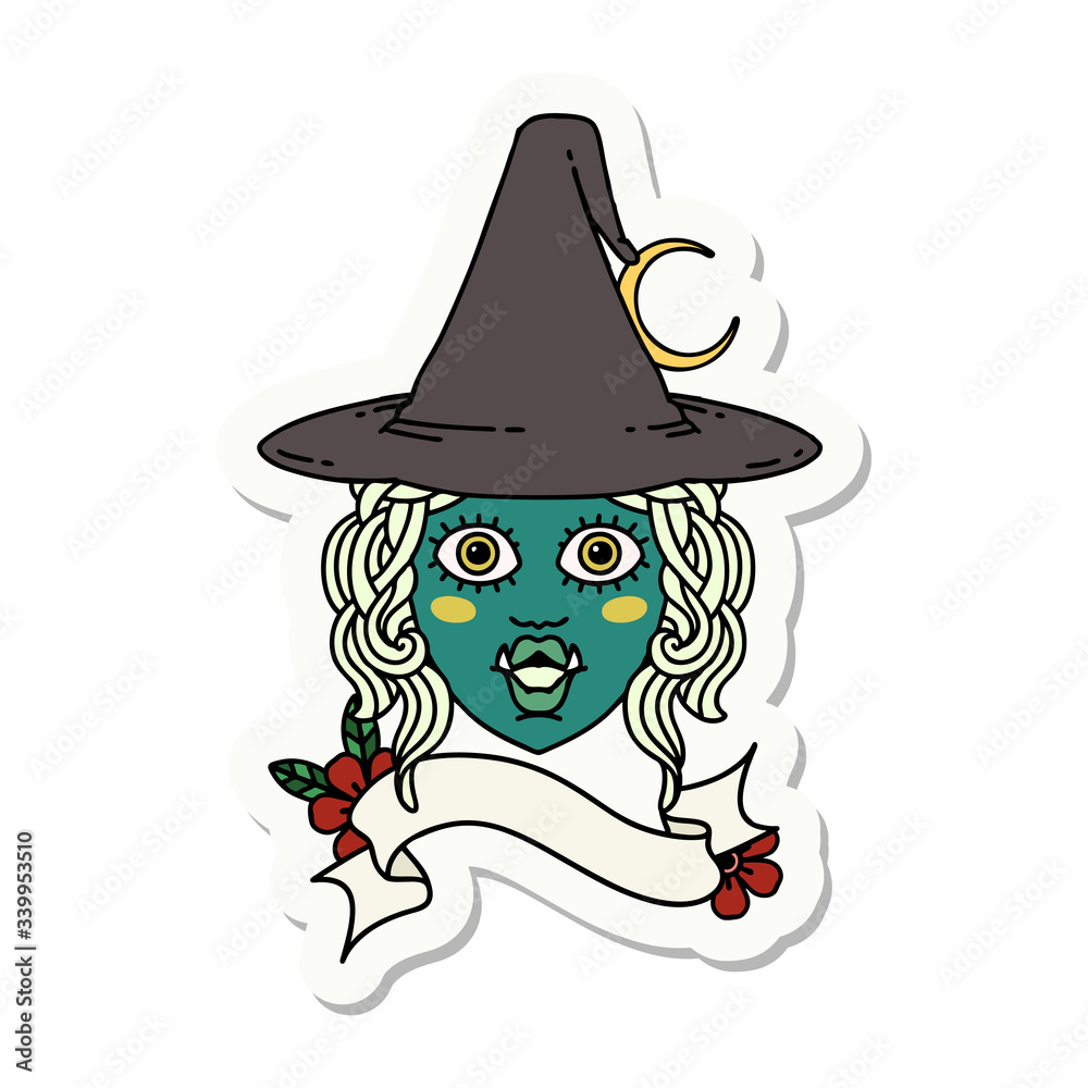 half orc witch character face sticker