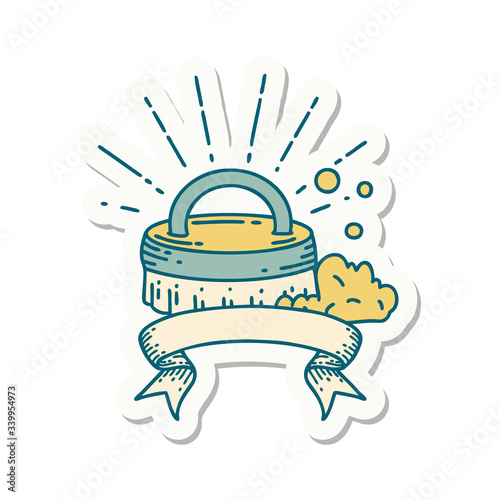 sticker of tattoo style scrubbing brush