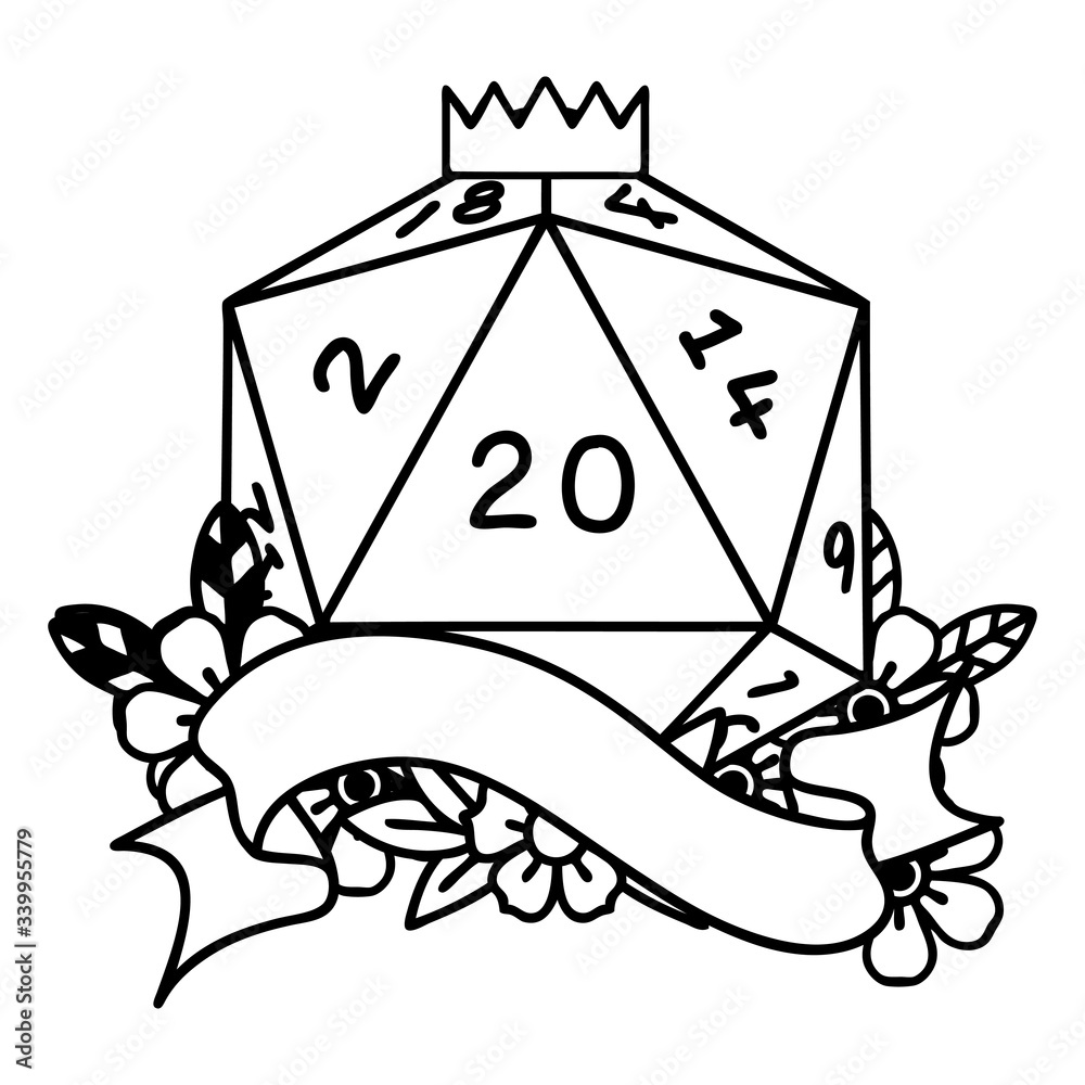 natural twenty D20 dice roll illustration