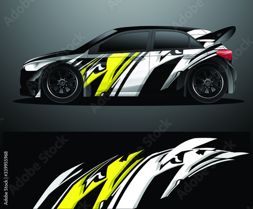 Rally car decal graphic wrap vector, abstract background © yogart
