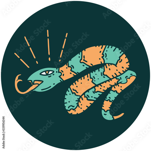 icon of tattoo style hissing snake