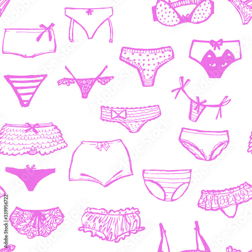 briefs underwear female bra thong shorts tanga cotton line art raster illustration pattern repeating seamless
