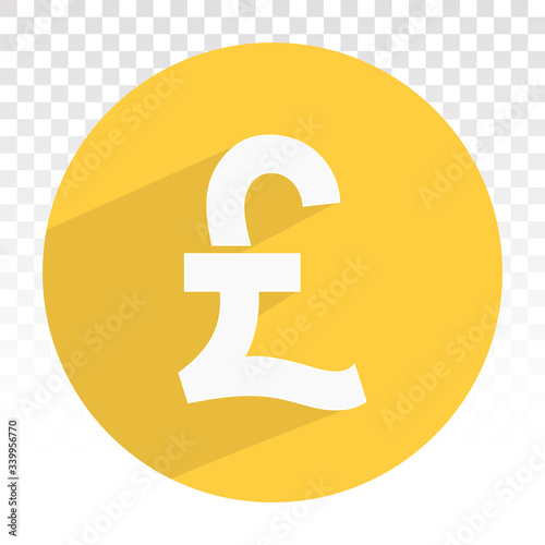 Pound currency sign or British pound sterling symbol on a transparent background