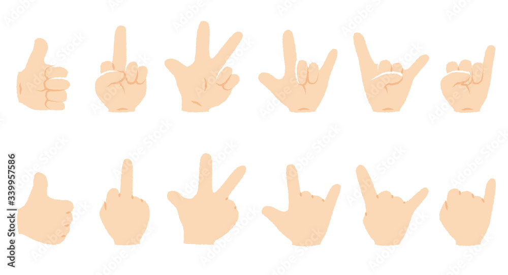 Obraz premium 色々なハンドサインのイラスト