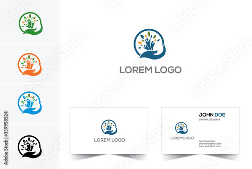Medical, health, yoga logo business card design.