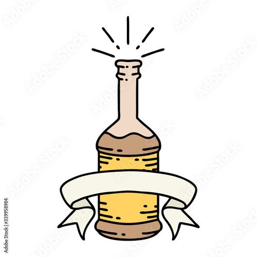banner with tattoo style beer bottle