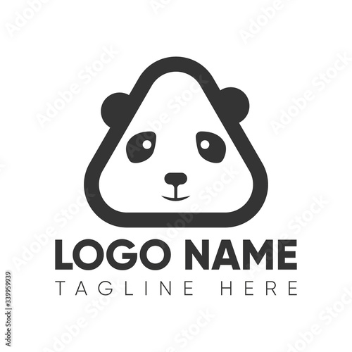 Panda triangle logo design. Panda triangle icon design