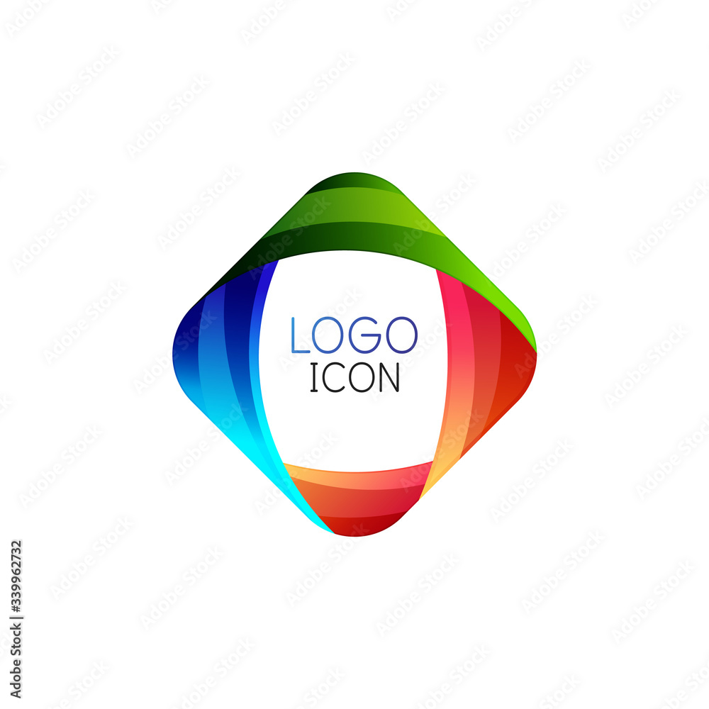 Business trendy geometric square logo design template with bright clean colors Business trendy geometric square logo design template with bright clean colors
