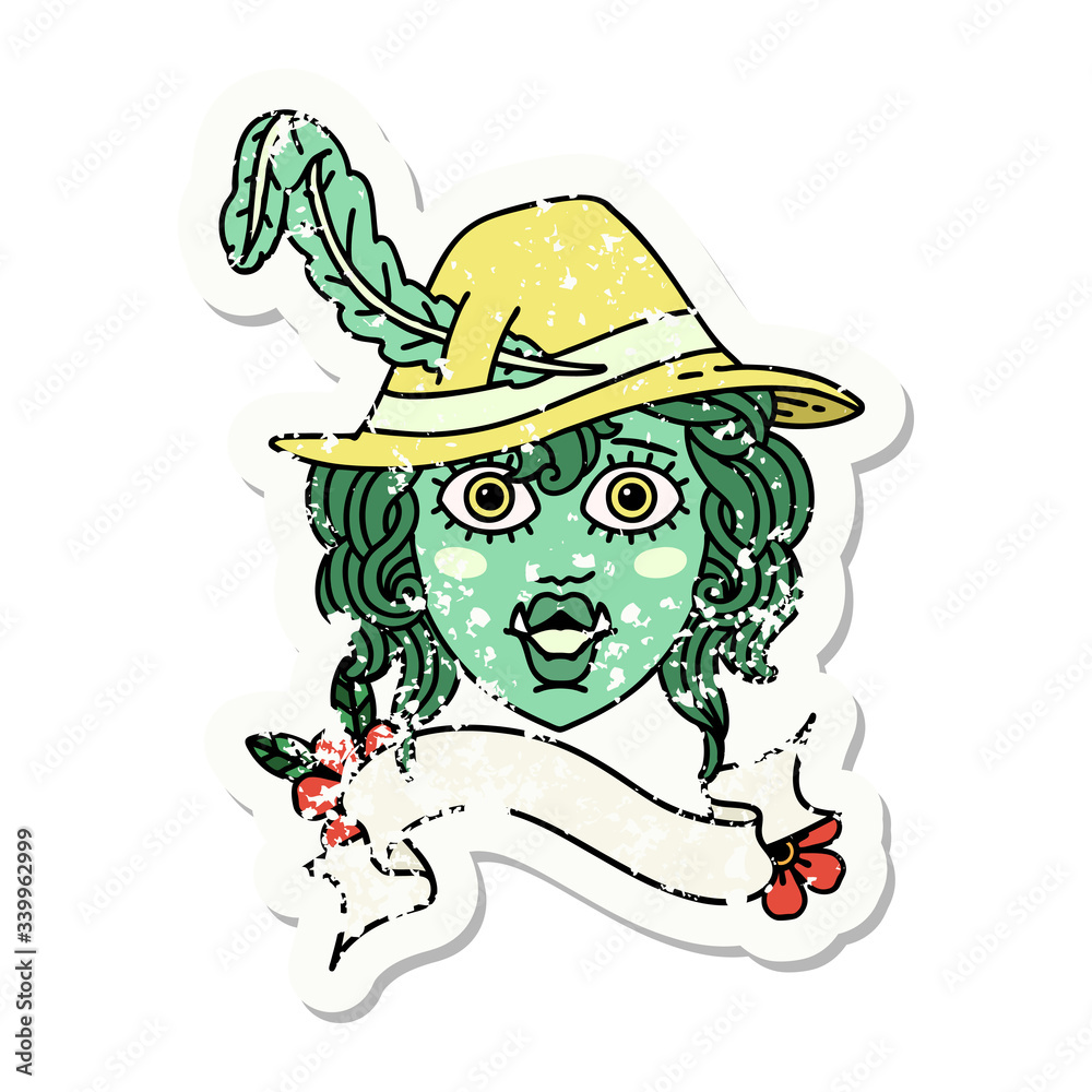 orc bard character grunge sticker orc bard character grunge sticker