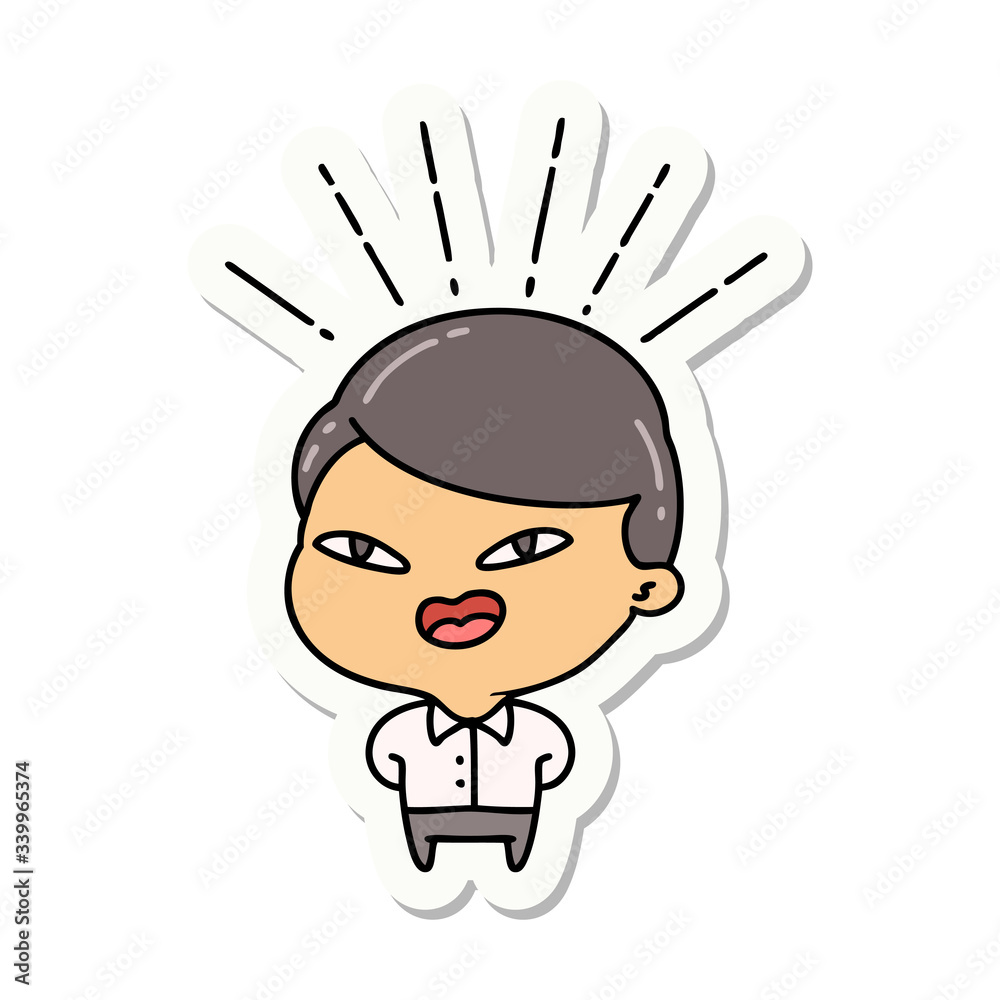 sticker of tattoo style happy businessman sticker of tattoo style happy businessman