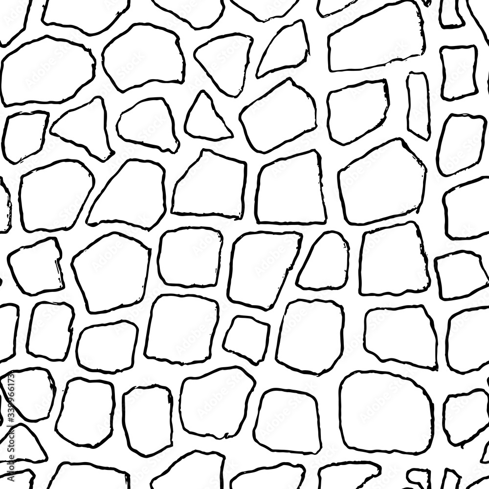 Bricks handdrawn seamless black and white pattern. Vector illustration. Bricks handdrawn seamless black and white pattern. Vector illustration.