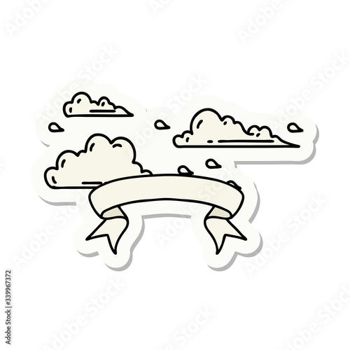 sticker of tattoo style floating clouds