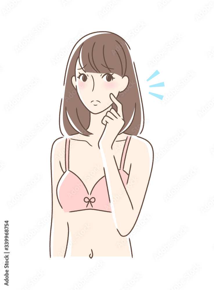頬をつんつんしてがっかりする女性 頬をつんつんしてがっかりする女性