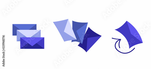 Free Download A set of envelopes. Open envelopes. Envelopes for letters. Stylish flat design. Vector illustration. Printed envelope with a torn edge. - GFXLoad