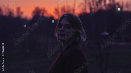 portrait of a young woman portrait with the short blond hair beautiful girl  