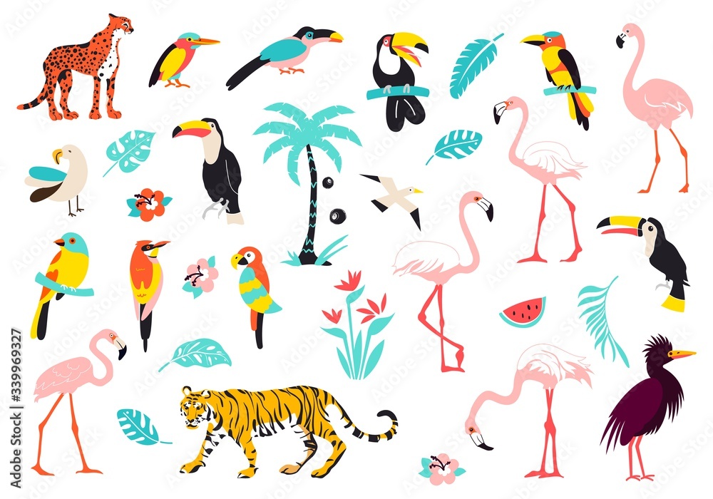 Tropic paradise animals flowers and plants. Tropic paradise animals flowers and plants.