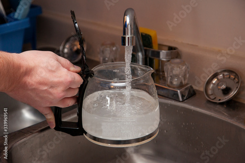 water into the coffee pot