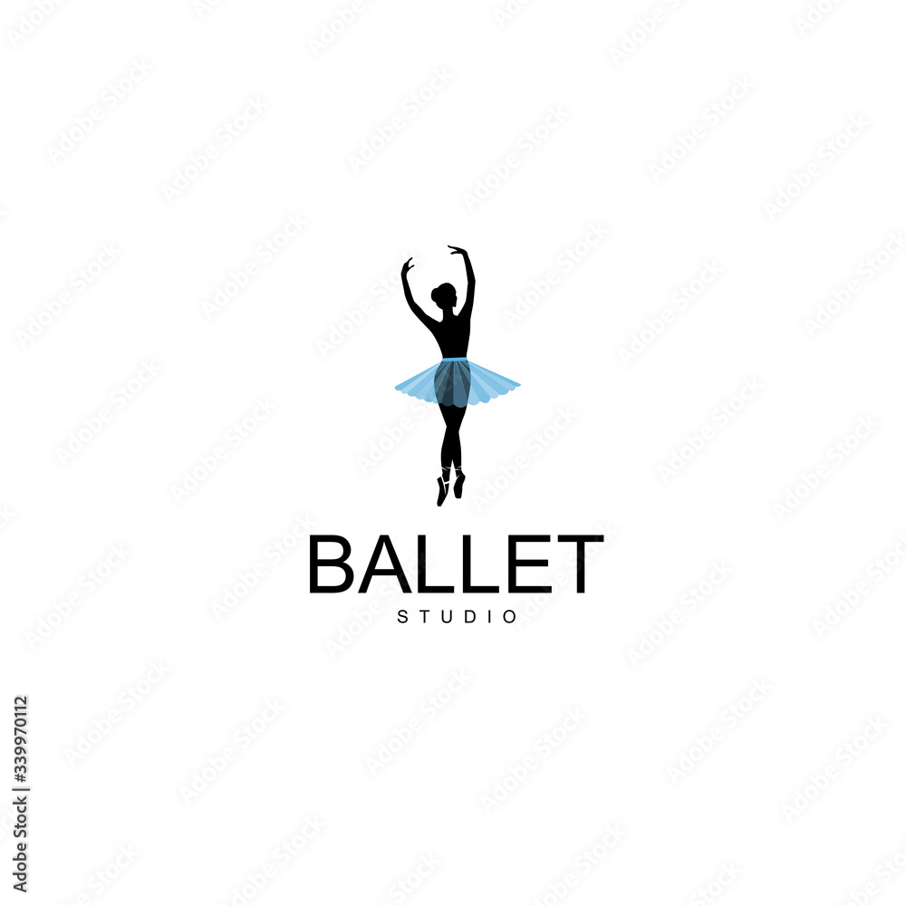 Logo for a ballet or dance studio. Silhouette of a girl dancing isolated on a white background. Vector illustration Logo for a ballet or dance studio. Silhouette of a girl dancing isolated on a white background. Vector illustration