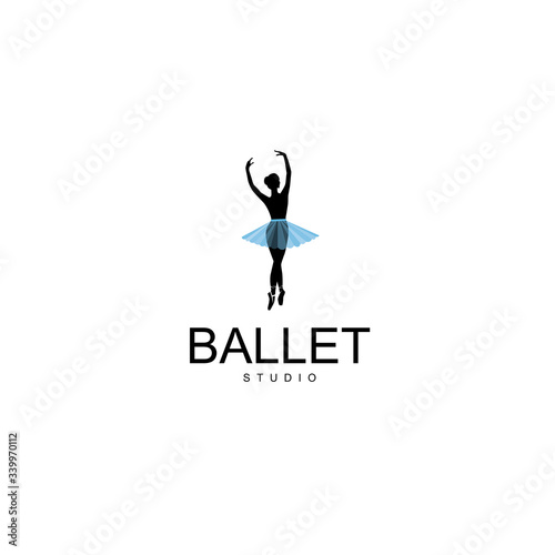 Logo for a ballet or dance studio. Silhouette of a girl dancing isolated on a white background. Vector illustration