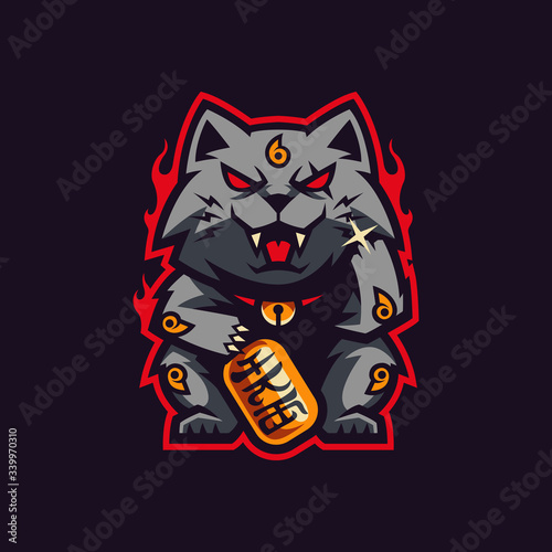 maneki neko mascot and gaming logo