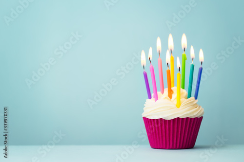 Rainbow birthday cupcake