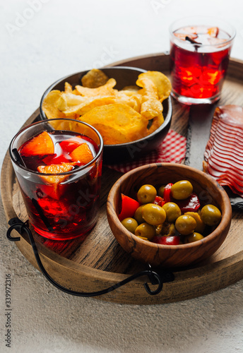 Pictures of typical Spanish food snacks (tapas).