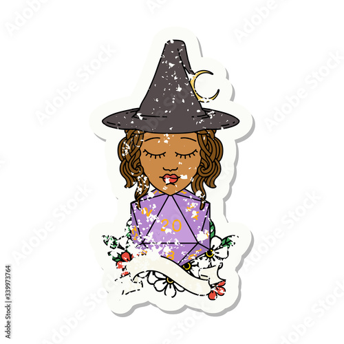 human mage with natural twenty dice roll illustration