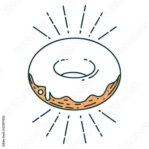 traditional tattoo style iced donut