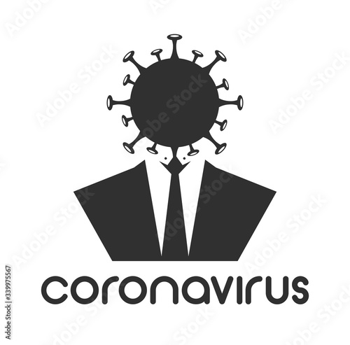 Coronavirus as a person. Portrait COVID-19. vector infographic coronavirus. Pathogen respiratory influenza covid virus cells.
