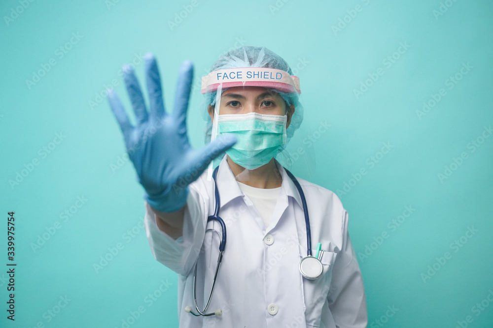 Asian woman doctor wearing protection Suit for Fighting Covid-19 or coronavirus. Asian woman doctor wearing protection Suit for Fighting Covid-19 or coronavirus.