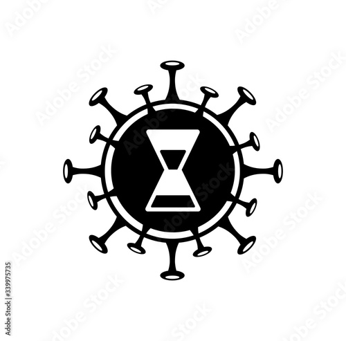 hourglass on the molecule COVID-19. vector infographic coronavirus. Pathogen respiratory influenza covid virus cells.
