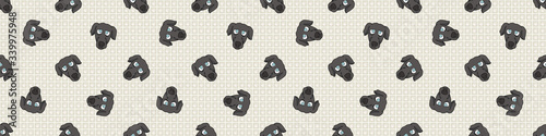 Hand drawn cute greyhound puppy face breed seamless border pattern. Purebred pedigree domestic dog background. Dog lover fast racing pet washi ribbon. Kennel pooch EPS 10. 