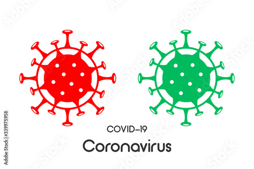 Set of icon. Inscription COVID-19. vector infographic coronavirus. Pathogen respiratory influenza covid virus cells.
