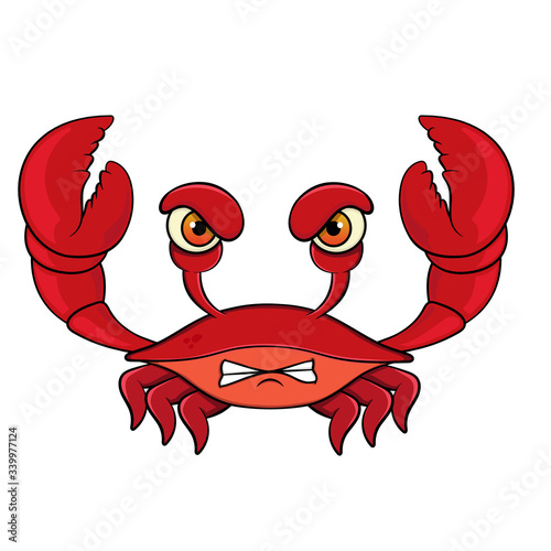 cartoon angry crab.isolated on white background.vector stock illustration