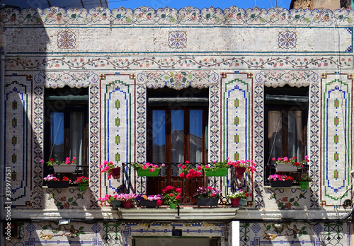 Fotografija Facade with colorful mosaics in Cabanyal Quarter in the city of Valencia