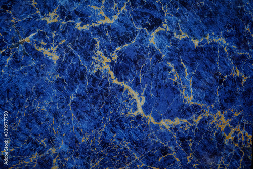 tiles with the image of blue marble with yellow veins for facing, landscape, interior