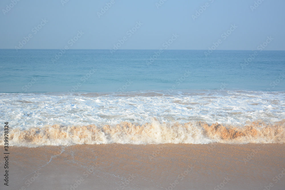 Hikkaduwa, Sri Lanka - March 11, 2019: Ocean view from Hikkaduwa Beach in the morning Hikkaduwa, Sri Lanka - March 11, 2019: Ocean view from Hikkaduwa Beach in the morning