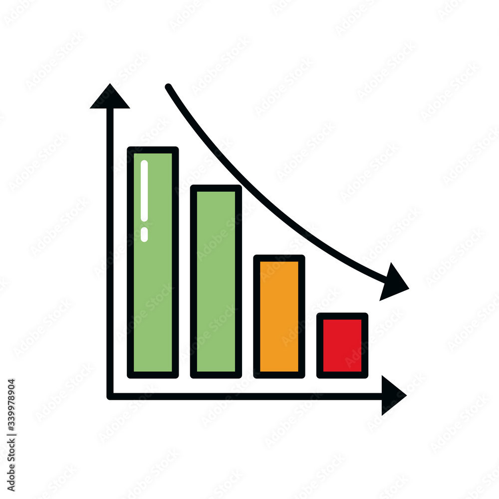 descending graphic bar chart icon, line and fill style descending graphic bar chart icon, line and fill style