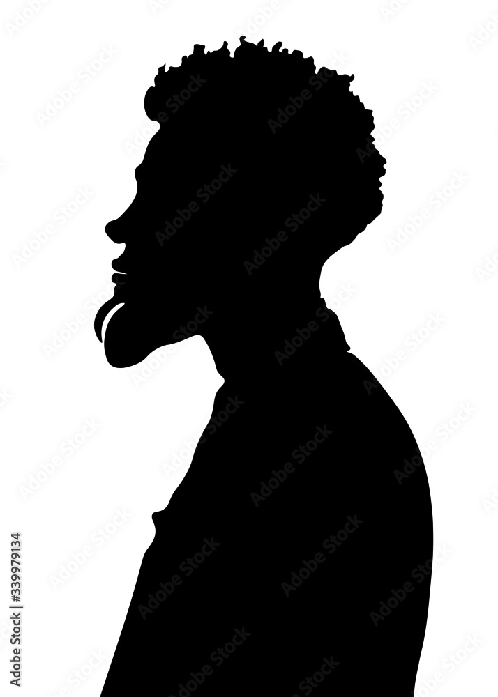 profile of a man with a beard, silhouette,