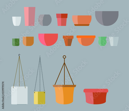 Assortment of differently shaped flower pots