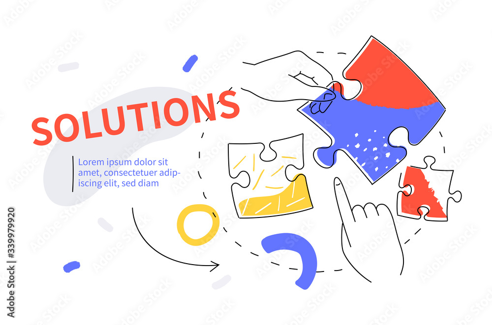 Solutions - colorful line design style web banner