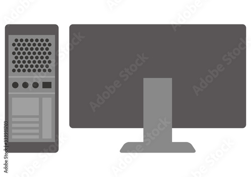タワー型デスクトップパソコンの背面イラスト