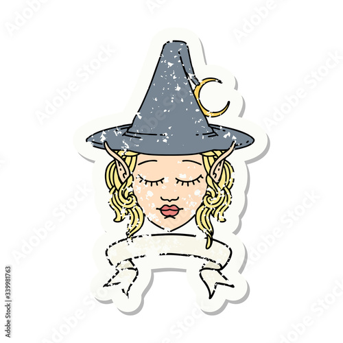 elf mage character face with banner illustration